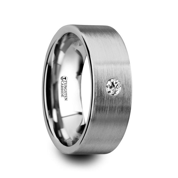 OLYMPUS | Flat Tungsten Ring with White Diamond - Rings - Aydins Jewelry - 1
