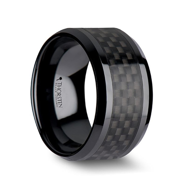 ONYX | Ceramic Ring Black Carbon Fiber Inlay - Rings - Aydins Jewelry - 2