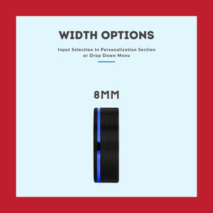 ORPHIC | Blue & Red Wood, Black Tungsten Ring, Blue Offset Groove, Flat - Rings - Aydins Jewelry - 3