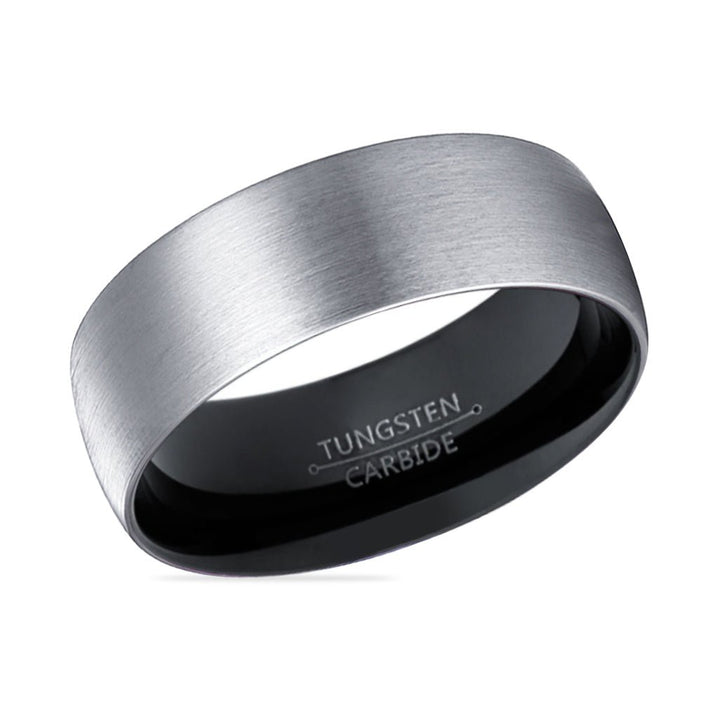 PANGO | Black Ring, Silver Tungsten Ring, Brushed, Domed - Rings - Aydins Jewelry - 2