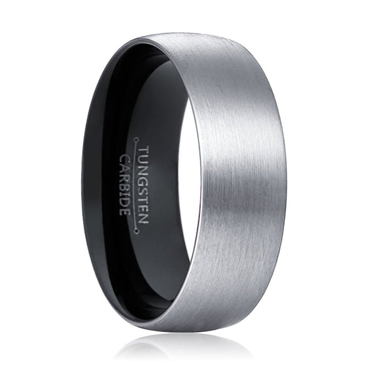 PANGO | Black Ring, Silver Tungsten Ring, Brushed, Domed - Rings - Aydins Jewelry - 1