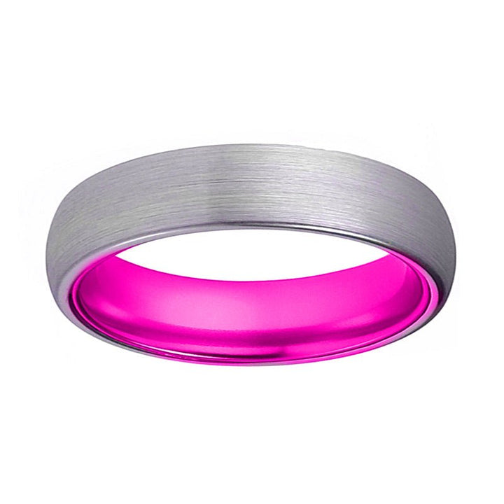 PASSION | Pink Ring, Silver Tungsten Ring, Brushed, Domed - Rings - Aydins Jewelry - 2