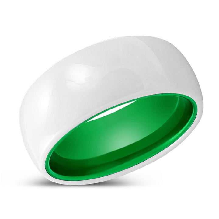 PEARLY | Green Ring, White Ceramic Ring, Domed - Rings - Aydins Jewelry - 2