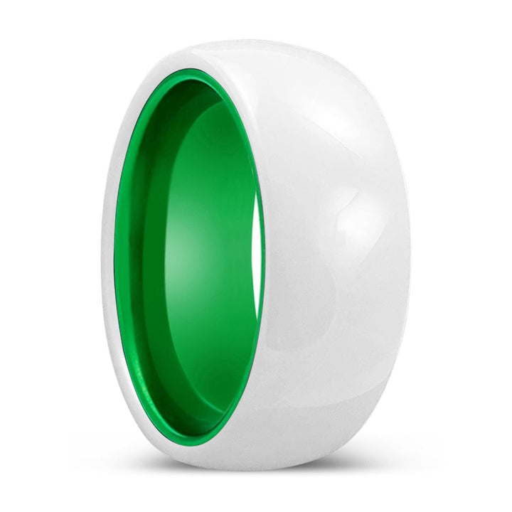 PEARLY | Green Ring, White Ceramic Ring, Domed - Rings - Aydins Jewelry - 1