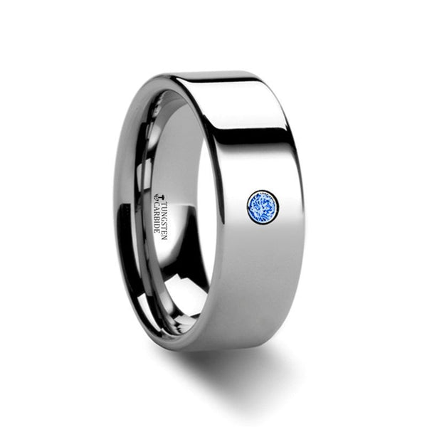 PEMBROKE | Polished Tungsten Ring Blue Diamond - Rings - Aydins Jewelry - 1