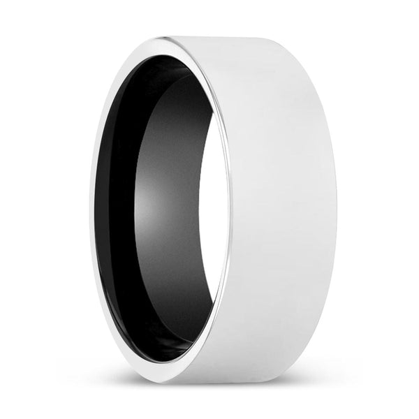 PENNINGTON | Black Ring, Silver Tungsten Ring, Shiny, Flat - Rings - Aydins Jewelry - 1