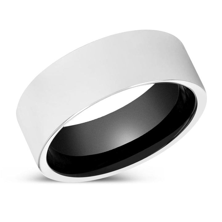 PENNINGTON | Black Ring, Silver Tungsten Ring, Shiny, Flat - Rings - Aydins Jewelry - 2