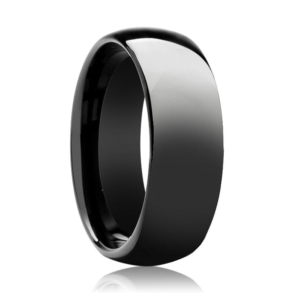PEPPER | Tungsten Ring Black Domed Shiny - Rings - Aydins Jewelry - 1