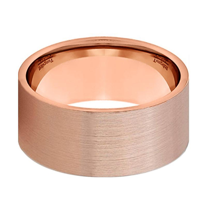PERCY | Rose Gold Tungsten Ring, Brushed, Flat