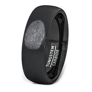 Personalized Fingerprint Engraved Tungsten Men's — lifestyle on hand — men's tungsten carbide wedding ring | Aydins Jewelry
