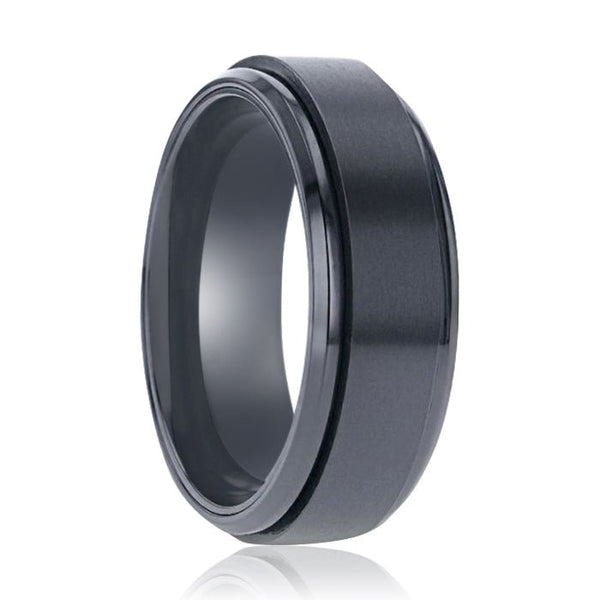 PHANTOM | Black Titanium Ring, Spinner Wedding Band - Rings - Aydins Jewelry