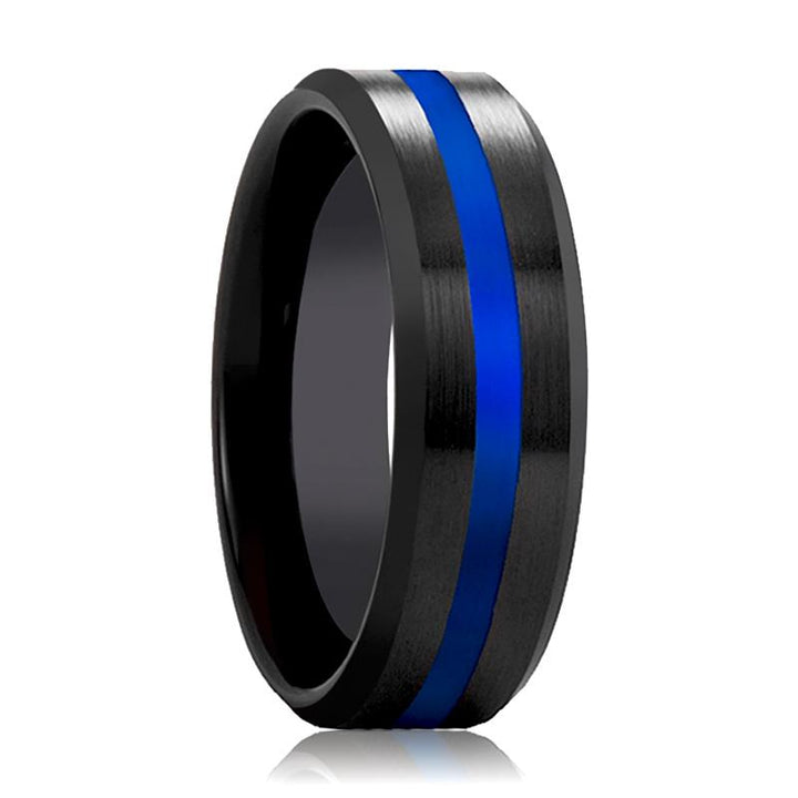 POLICE Blue Stripe Wedding Band - Rings - Aydins Jewelry - 1