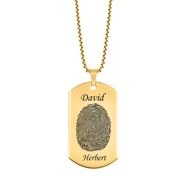 Polished Stainless Steel Fingerprint Dog Tag w/ First and Last Name - Pendant > Fingerprint Necklace > Fingerprint Jewelry > Memorial Jewelry > Stainless Steel Fingerprint Necklace > Fingerprint Charm > Signature Jewelry > Photo Pendant > Real Photo Jewelry > - Aydins Jewelry - 3