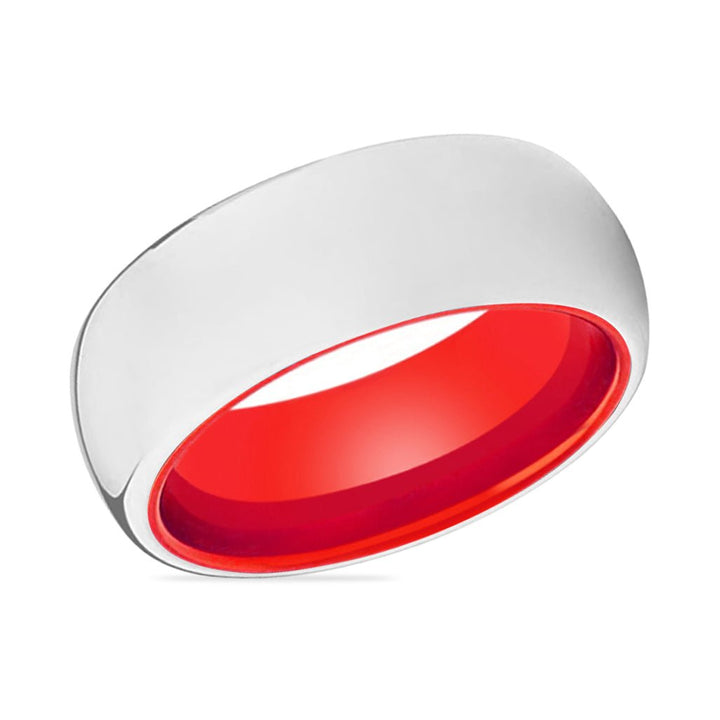 POPPY | Red Ring, Silver Tungsten Ring, Shiny, Domed - Rings - Aydins Jewelry - 2