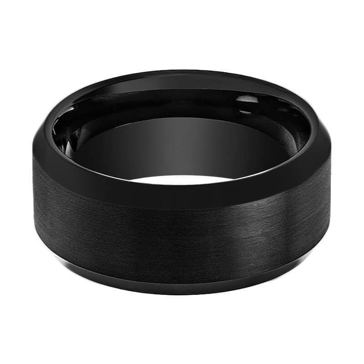 PORTENT | Black Tungsten Ring, Brushed, Beveled - Rings - Aydins Jewelry - 2
