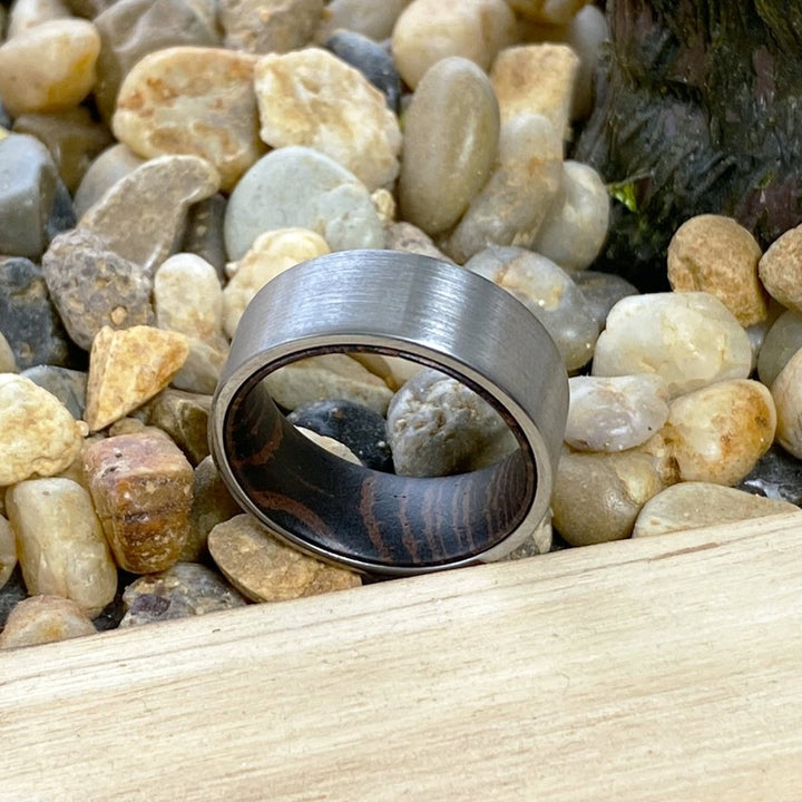 PRECIOUS | Wenge Wood, Silver Tungsten Ring, Brushed, Flat - Rings - Aydins Jewelry - 6