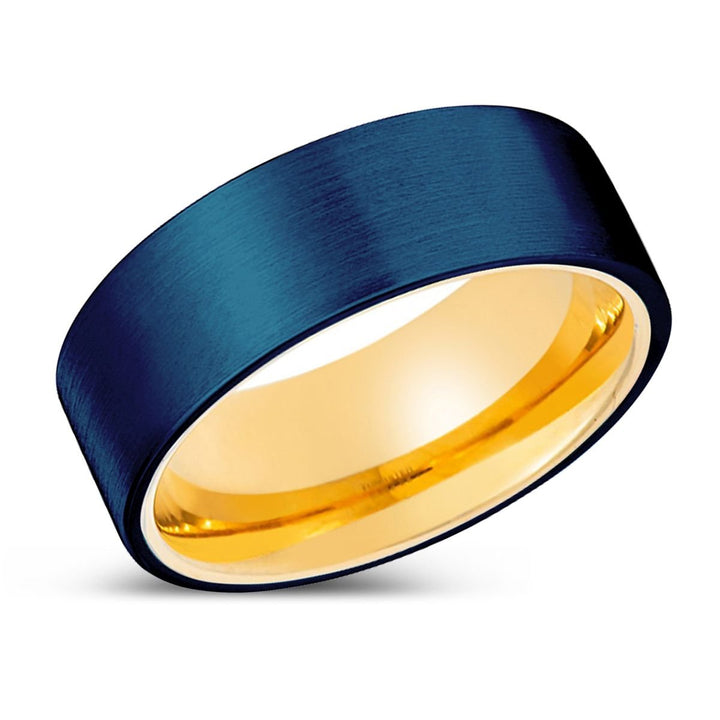 PRISTINE | Gold Ring, Blue Tungsten Ring, Brushed, Flat - Rings - Aydins Jewelry - 2