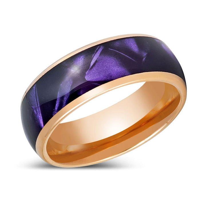 PURPLENA | Rose Gold Tungsten Ring, Purple Cowrie Inlay - Rings - Aydins Jewelry - 2