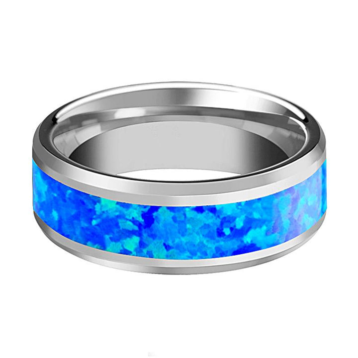 QUASAR | Tungsten Ring Blue Green Opal Inlay - Rings - Aydins Jewelry - 2