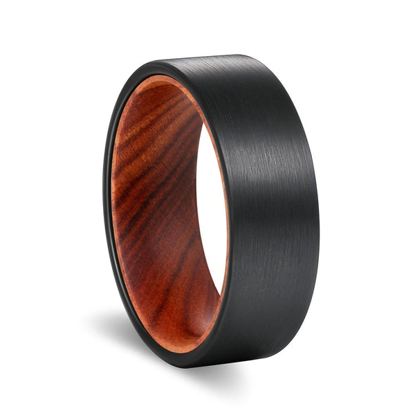 QUEST | Iron Wood, Black Flat Brushed Tungsten - Rings - Aydins Jewelry - 1