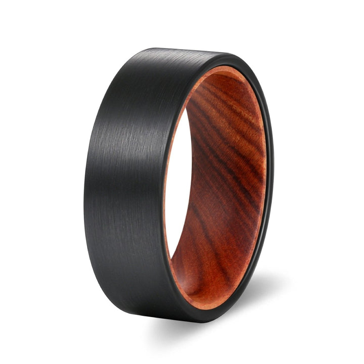 QUEST | Iron Wood, Black Flat Brushed Tungsten - Rings - Aydins Jewelry - 2