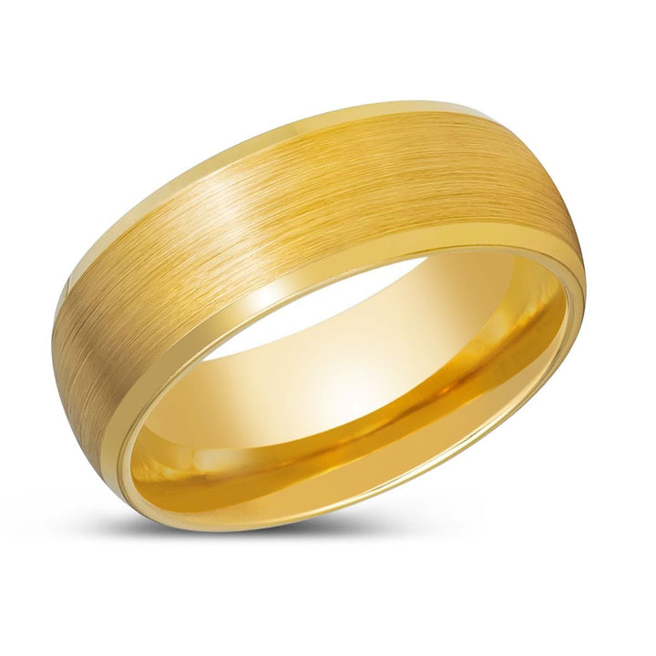 RADIANCE | Yellow Tungsten Ring, Yellow Brushed Center, Beveled Edge - Rings - Aydins Jewelry - 2