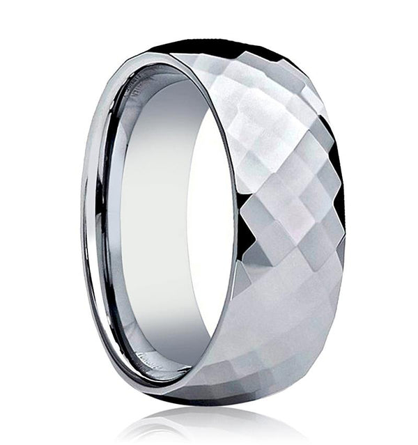 RANGER | Silver Tungsten Ring, Faceted, Domed - Rings - Aydins Jewelry - 1