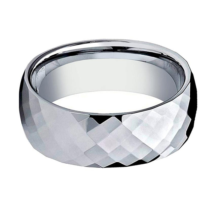 RANGER | Silver Tungsten Ring, Faceted, Domed - Rings - Aydins Jewelry - 2