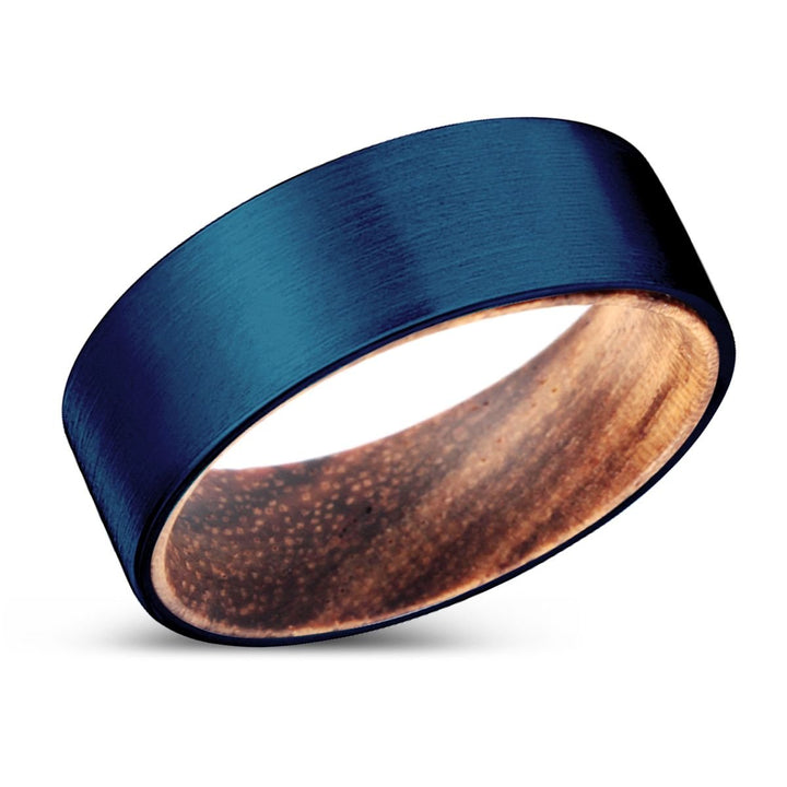 RAPIDO | Zebra Wood, Blue Tungsten Ring, Brushed, Flat - Rings - Aydins Jewelry - 2