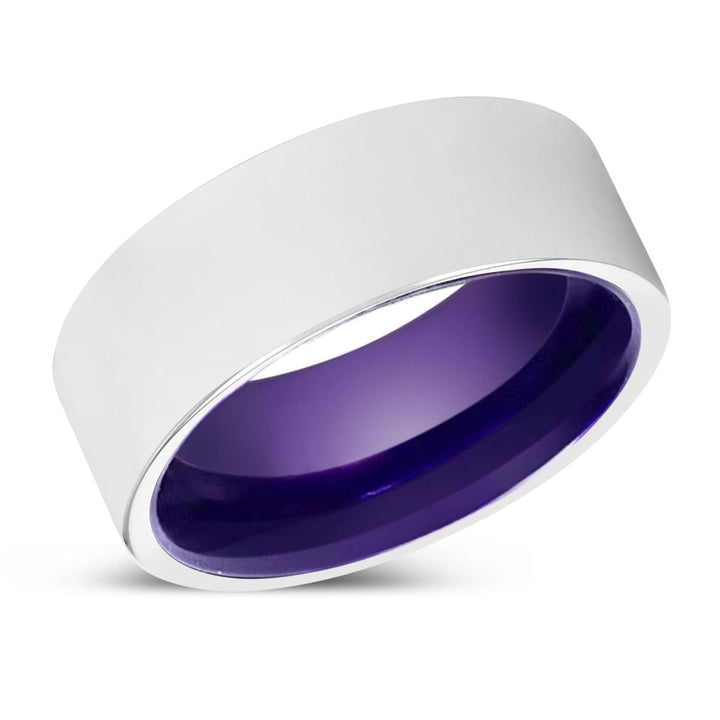 RAYHAN | Purple Ring, Silver Tungsten Ring, Shiny, Flat - Rings - Aydins Jewelry - 2