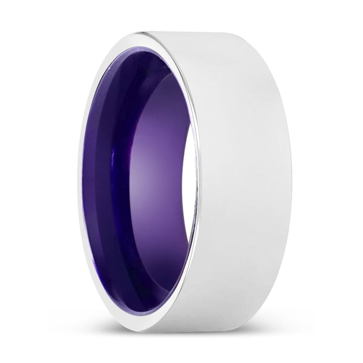 RAYHAN | Purple Ring, Silver Tungsten Ring, Shiny, Flat - Rings - Aydins Jewelry - 1