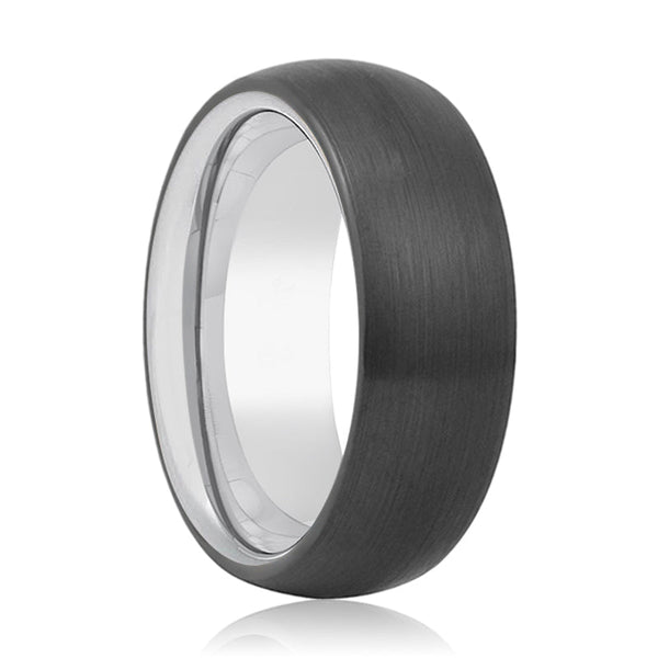RAZOR | Silver Ring, Black Tungsten Ring, Brushed, Domed - Rings - Aydins Jewelry - 1