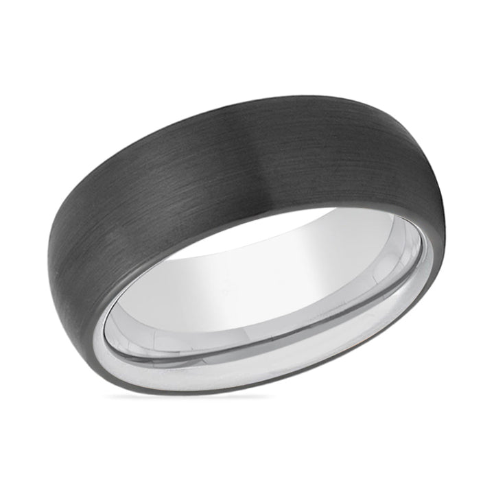 RAZOR | Silver Ring, Black Tungsten Ring, Brushed, Domed - Rings - Aydins Jewelry - 2