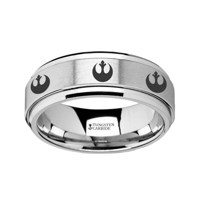 Rebel Alliance Star Wars Symbol Engraved Polished Tungsten Spinner Ring - Rings - Aydins Jewelry - 1