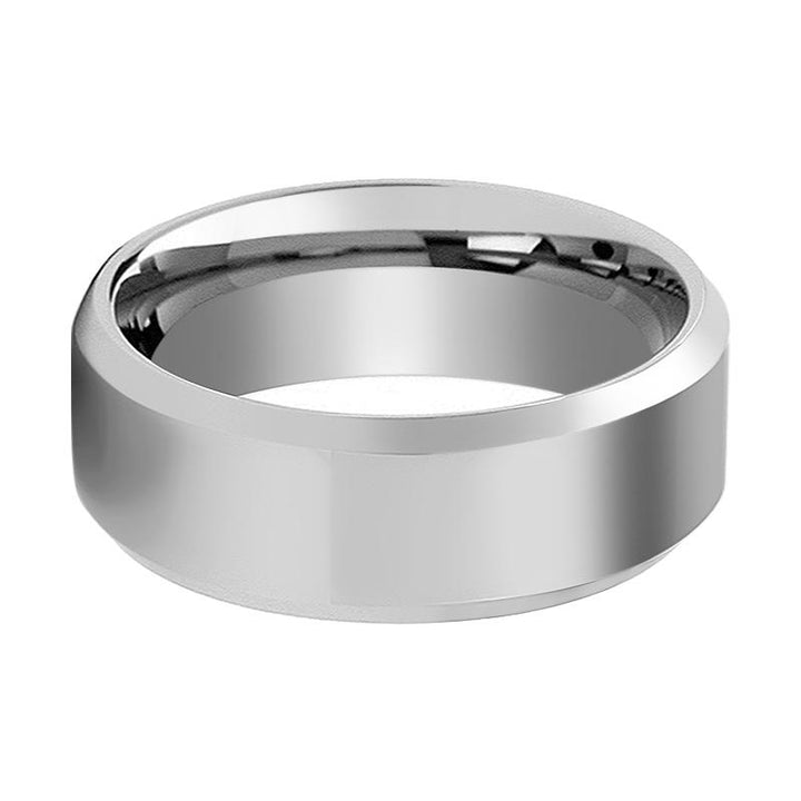 REBEL | Silver Tungsten Ring, High Polished, Beveled