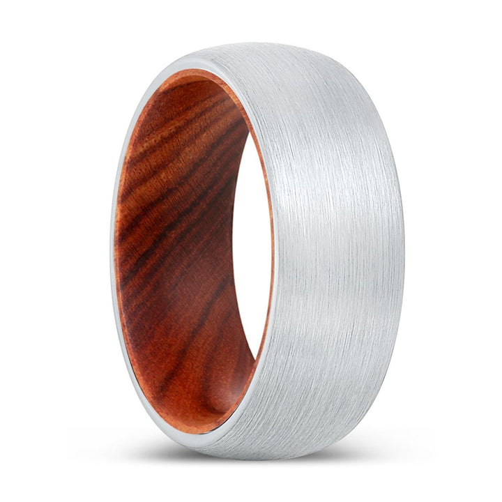 REDEMPTION | IRON Wood, White Tungsten Ring, Brushed, Domed - Rings - Aydins Jewelry - 1