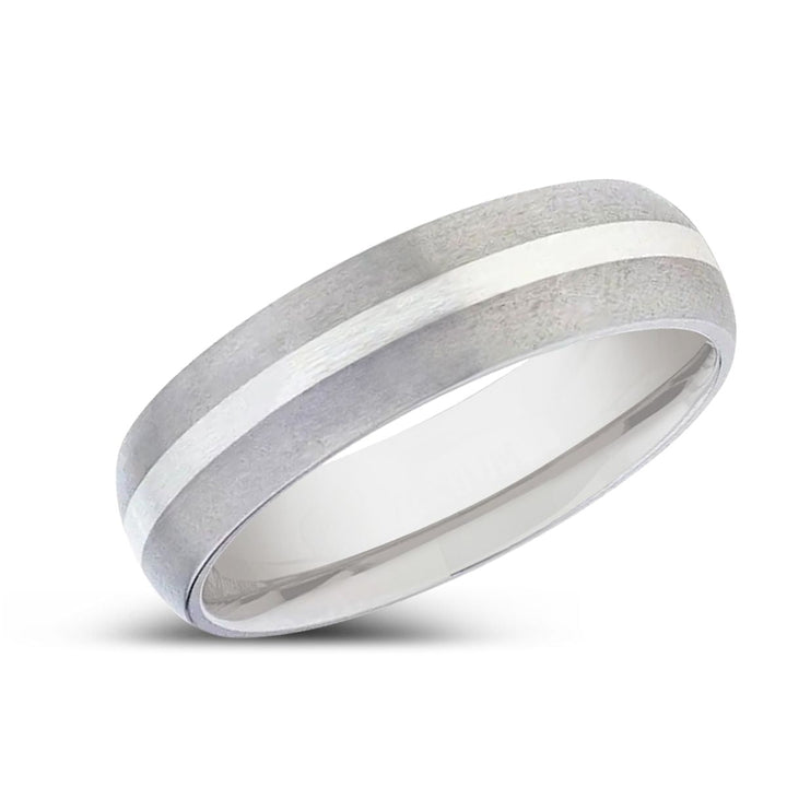 REN | Titanium Ring, Silver Inlay, Domed Brushed finished Edges - Rings - Aydins Jewelry - 2