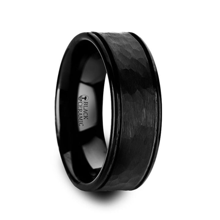 REVENANT | Black Ceramic Ring Hammered Finish - Rings - Aydins Jewelry - 3
