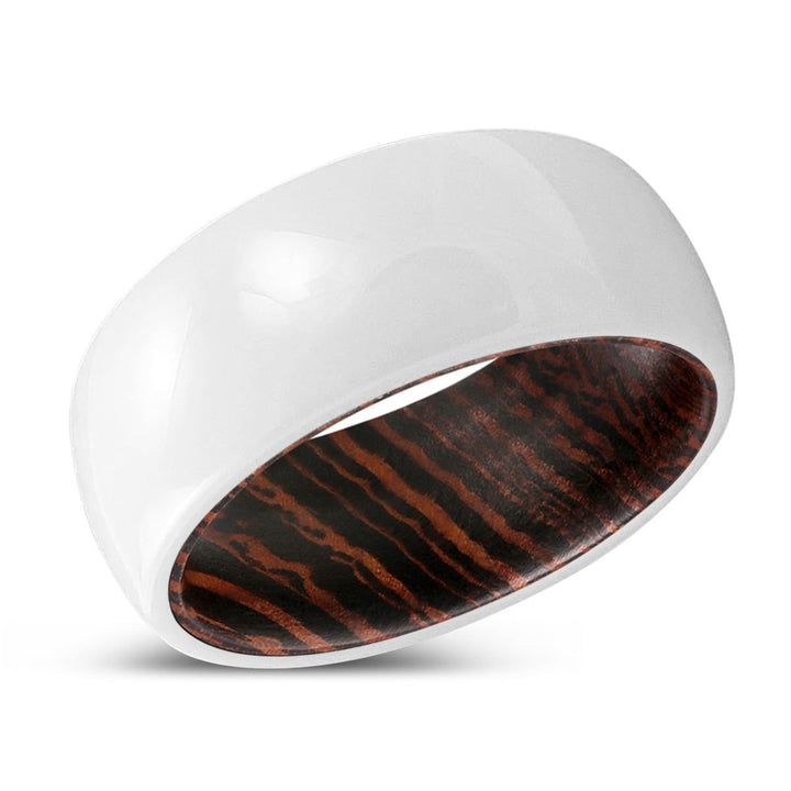 REVERE | Wenge Wood, White Ceramic Ring, Domed - Rings - Aydins Jewelry - 2