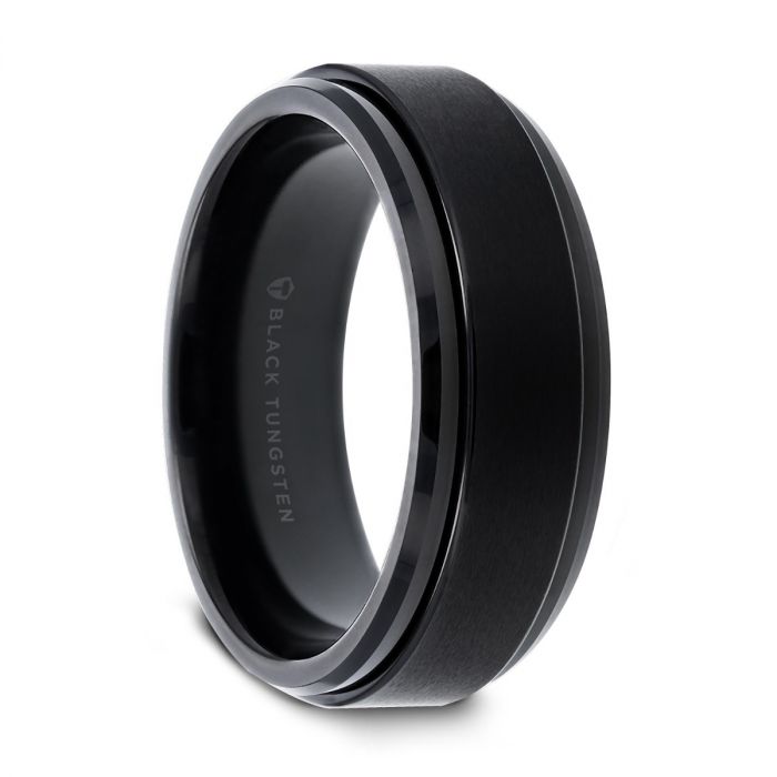 REVOLVE | Tungsten Ring Black Spinner - Rings - Aydins Jewelry - 1