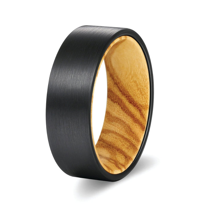 RISING | Olive Wood, Black Flat Brushed Tungsten - Rings - Aydins Jewelry - 2