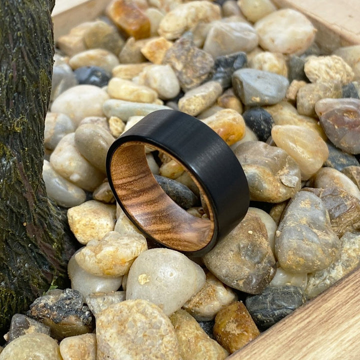 RISING | Olive Wood, Black Flat Brushed Tungsten - Rings - Aydins Jewelry - 4