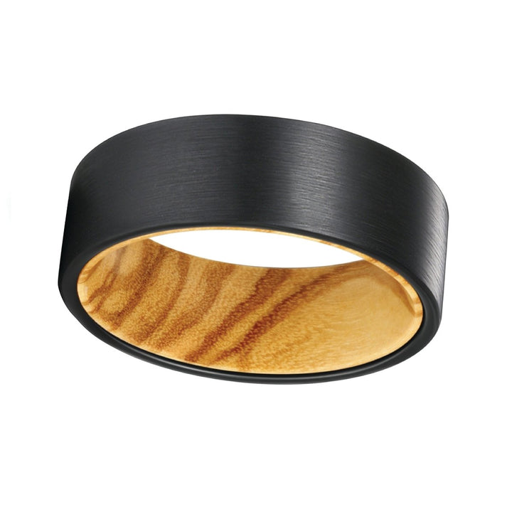RISING | Olive Wood, Black Flat Brushed Tungsten - Rings - Aydins Jewelry - 3