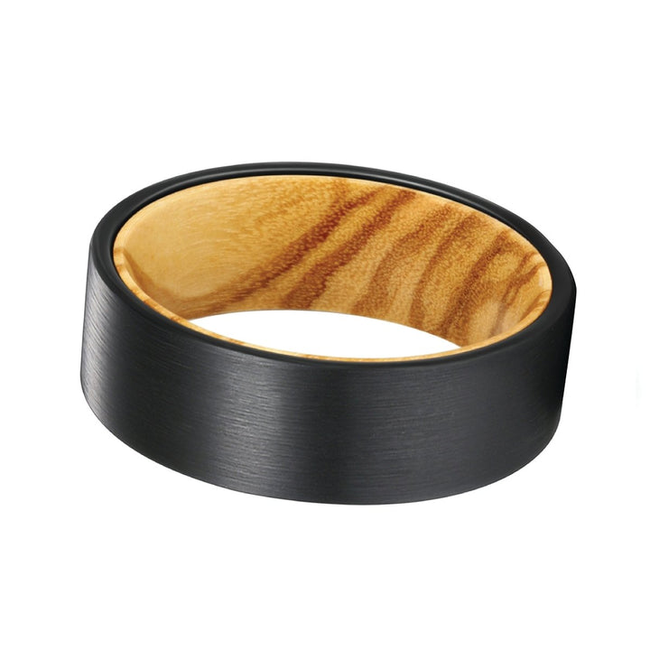 RISING | Olive Wood, Black Flat Brushed Tungsten - Rings - Aydins Jewelry