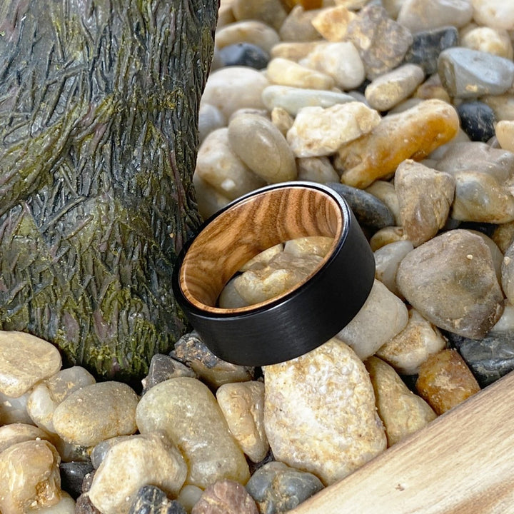 RISING | Olive Wood, Black Flat Brushed Tungsten - Rings - Aydins Jewelry - 6