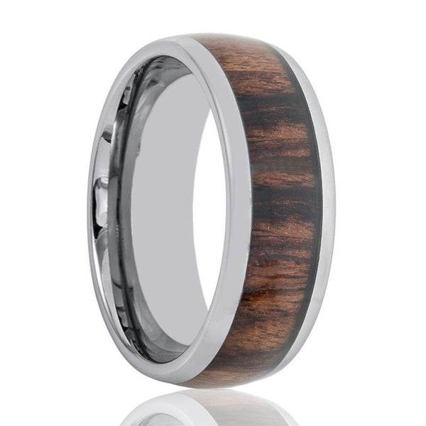 PRANCE | Silver Tungsten Ring, Rose Wood Inlay, Domed - Rings - Aydins Jewelry - 1