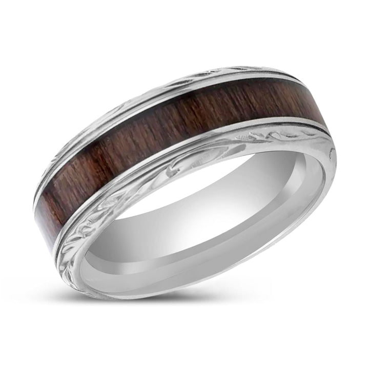 ROSENTRA | Titanium Ring, Rosewood Inlay, Beveled Edges - Rings - Aydins Jewelry - 2