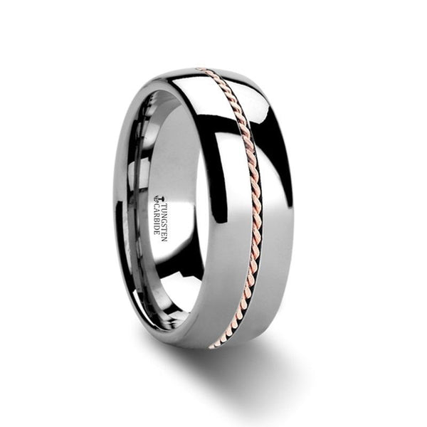 ROSSMOOR | Tungsten Ring Braided Rose Gold Inlay - Rings - Aydins Jewelry - 1
