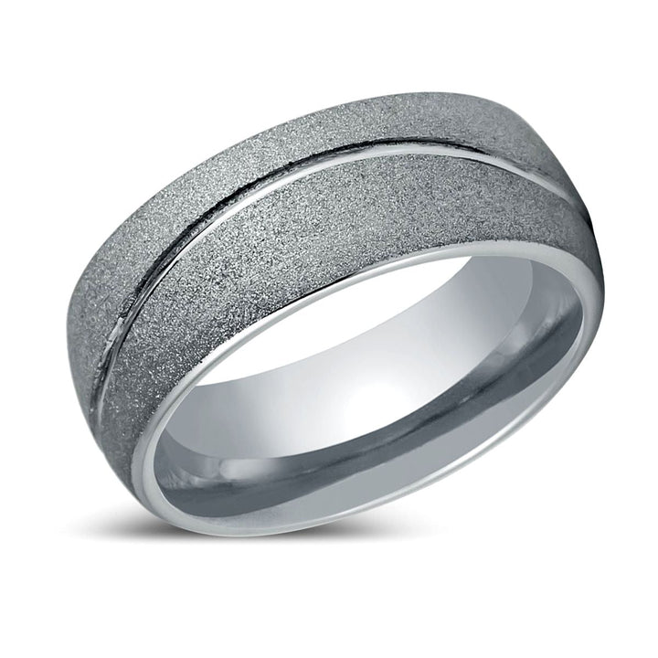ROUGHZEN | Silver Tungsten Ring, Swirl Design, Frosted Finish - Rings - Aydins Jewelry - 2