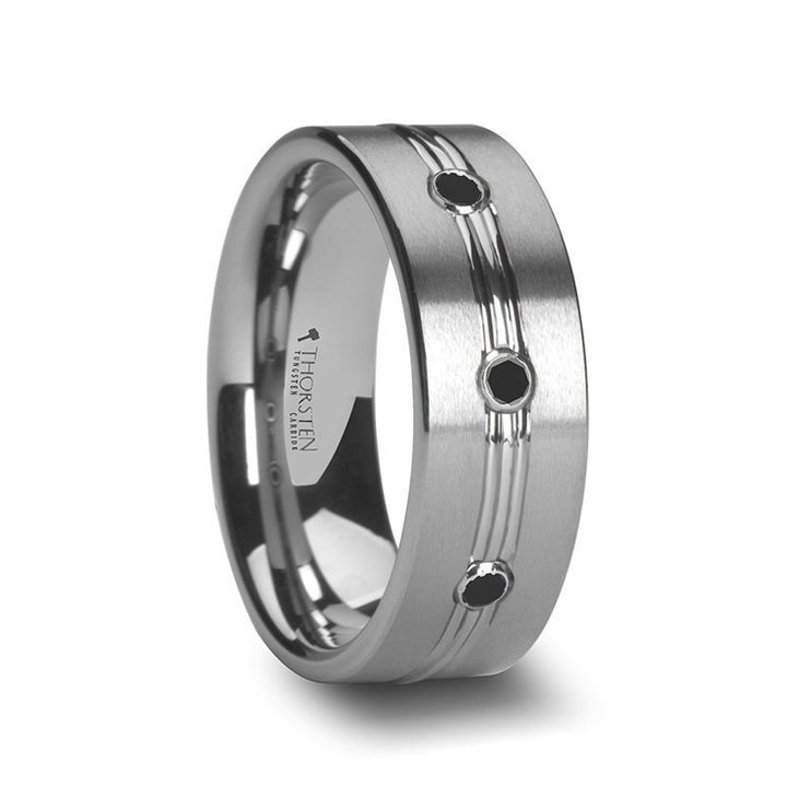 ROYALE | Tungsten Ring Triple Black Diamonds - Rings - Aydins Jewelry - 1
